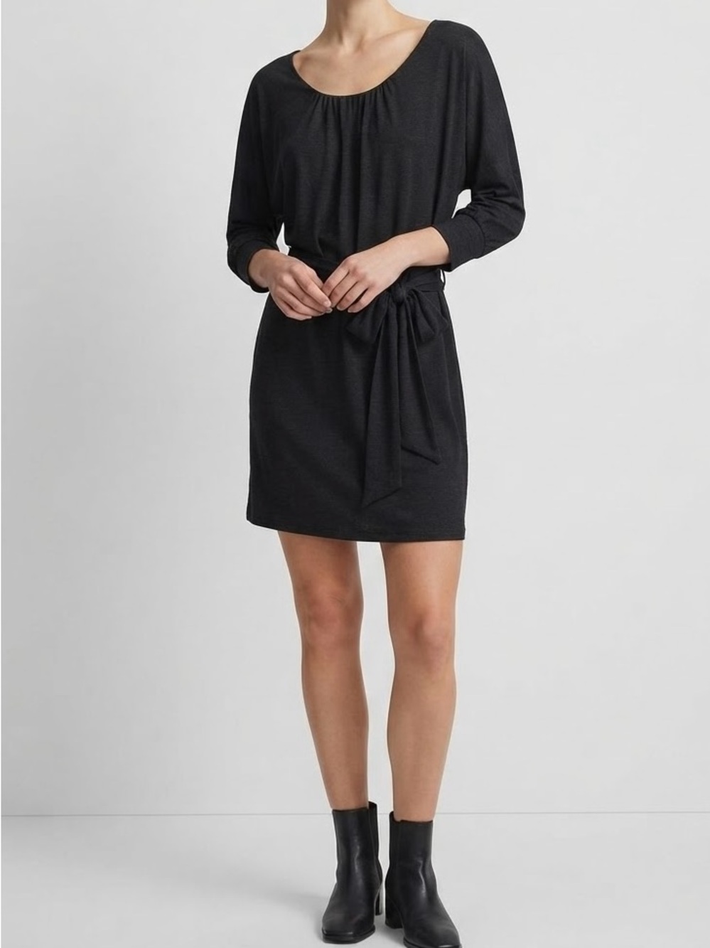 Banana Republic Black Tie-Waist Long Sleeve Dress - Women